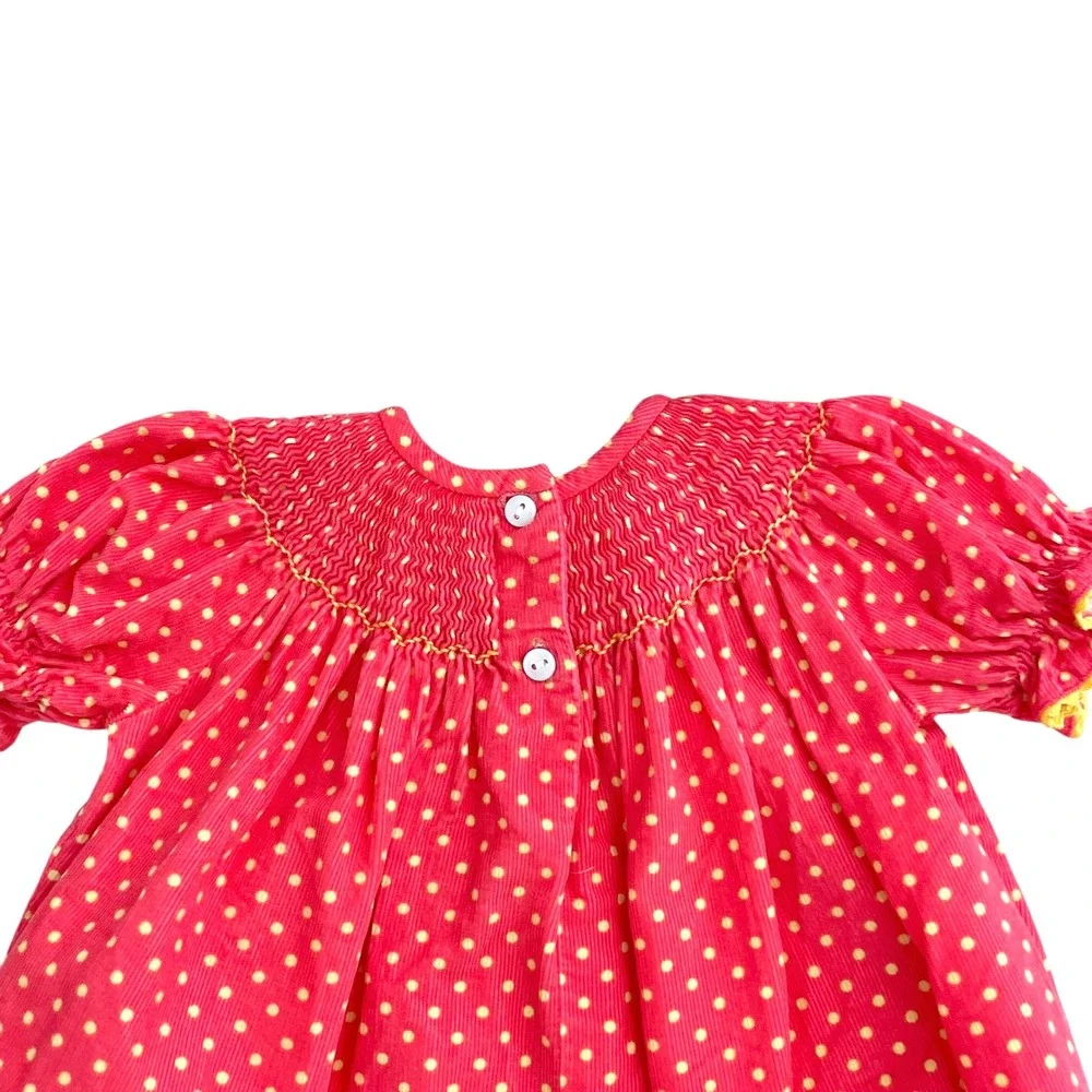 Southern Sunshine micro corduroy smocked‎ polka dot turkey bodysuit Size 6M